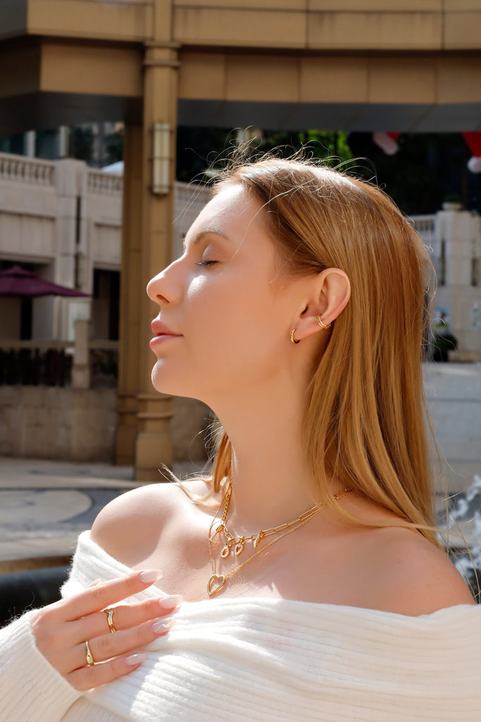 Personalized Elegance: Paperclip Link & Rolo Chain Necklace with DIY Harper Pearl Letter Charms