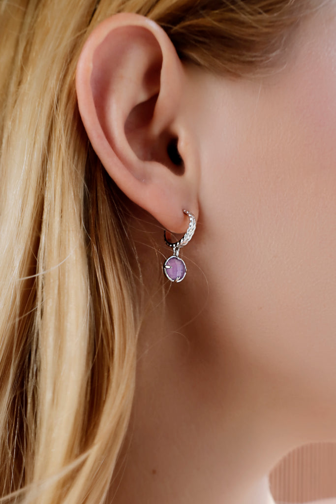 Discover the Sophistication of Woven Hoops with Rose Cut Amethyst Stones