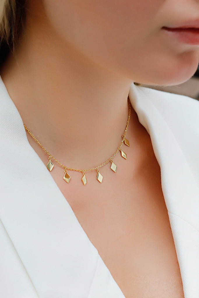 Elevate Your Everyday Look with Our Diamond Shaped Charm Necklace in 925 Sterling Silver