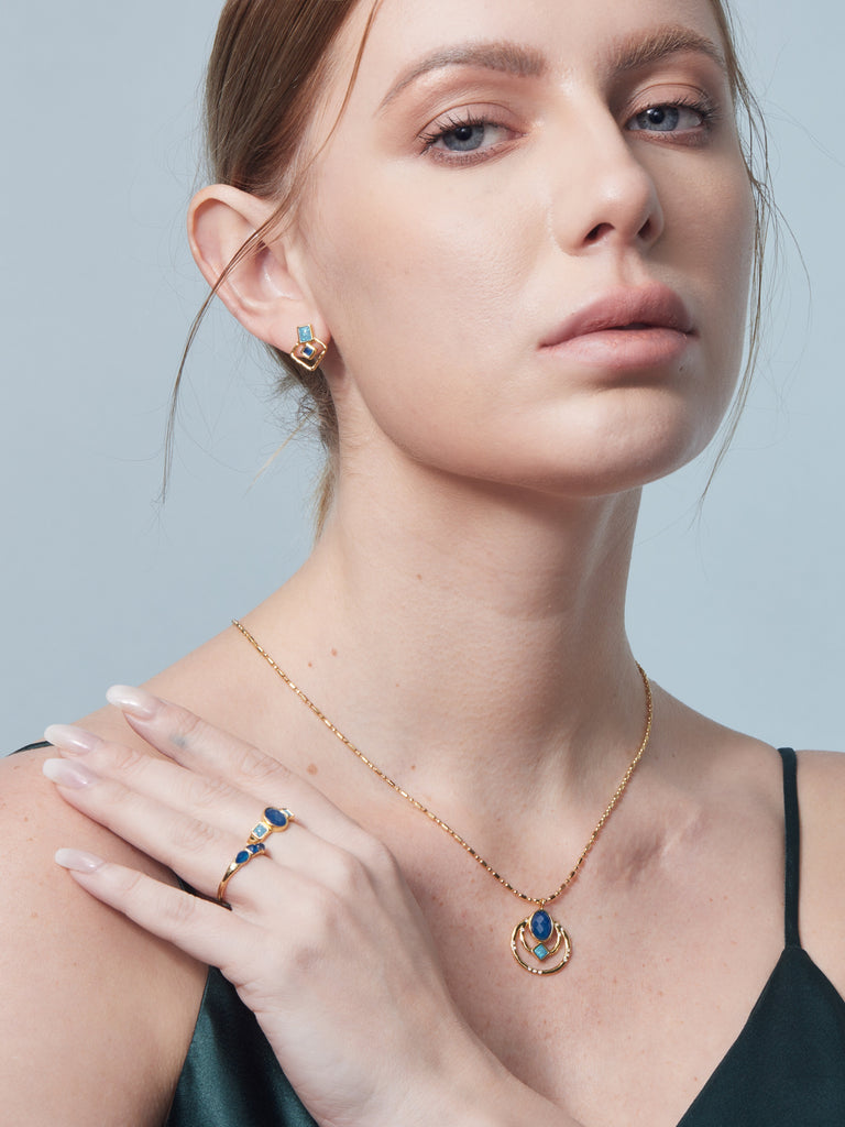 Mineral Ring: Ocean-Inspired Elegance with Aquamarine by Jacys Mifv