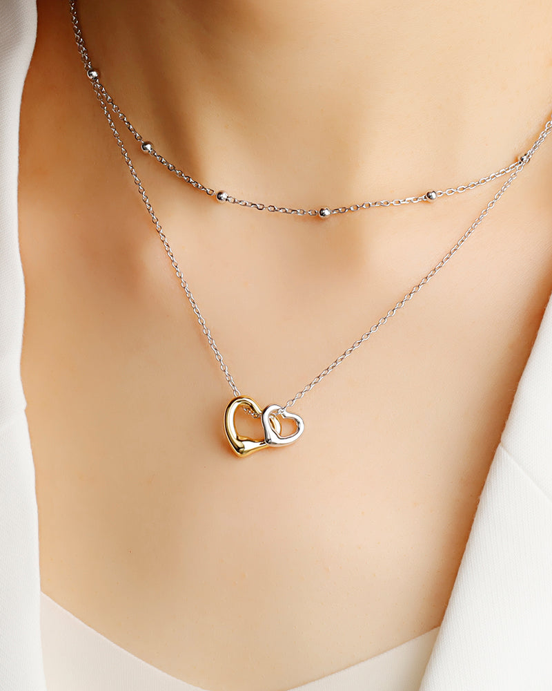 The Ultimate Versatile Jewelry: Double-Heart Necklace & Free Satellite Chain Choker
