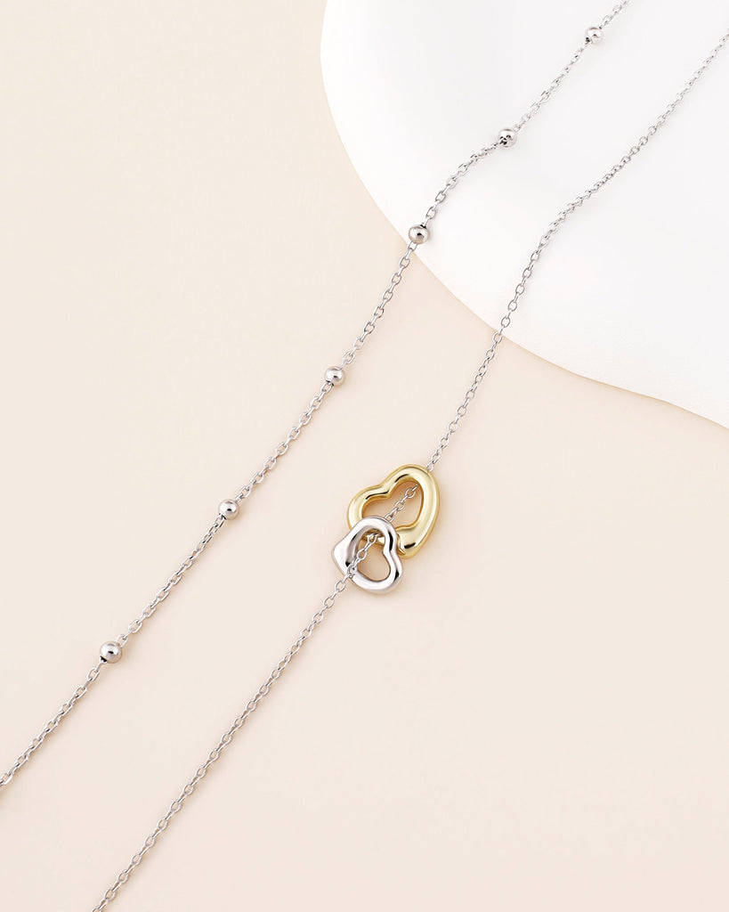 Double-Heart Necklace & Free Satellite Chain Choker – A Romantic Gift of Timeless Elegance