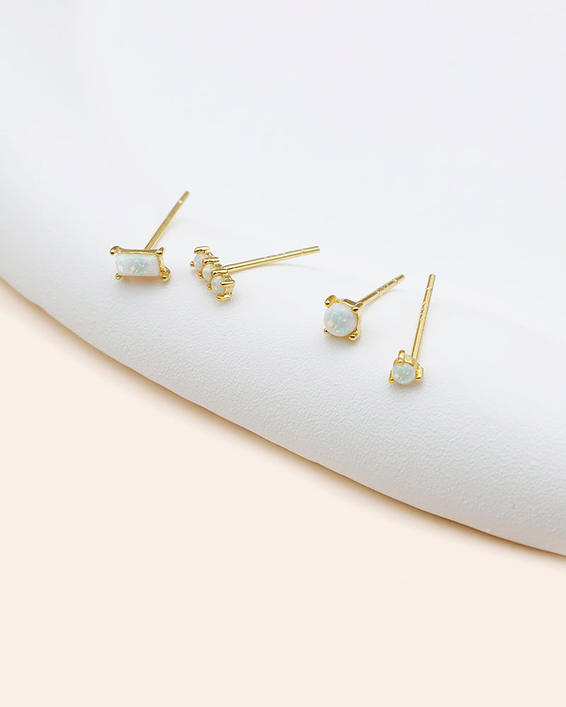 Discover the Charm of Subtle Elegance: 4 Pcs Exquisite Opal Stud Earrings