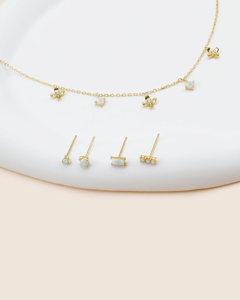 ✨ Discover Timeless Radiance: Jacys Mifv Exquisite Opal Necklace & 4 Pcs Exquisite Opal Stud Earrings