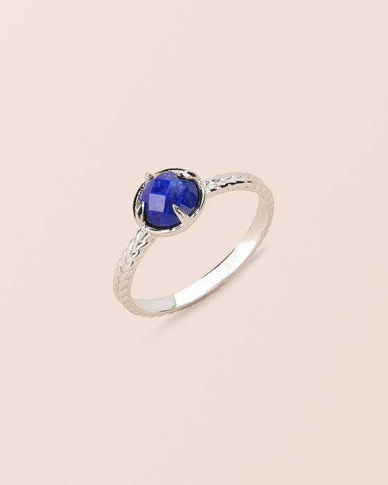 Rose Cut Round Lapis Stone Ring