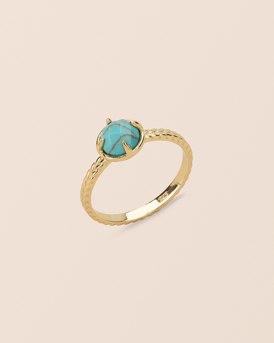 Rose Cut Round Turquoise Stone Ring