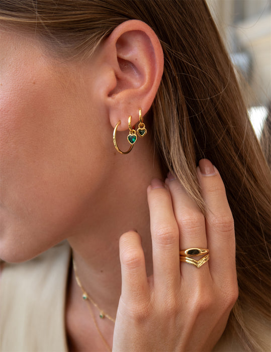 Emerald Stone Hoop Earrings