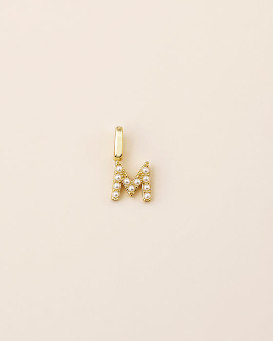 Harper Pearl Letter Charm-M