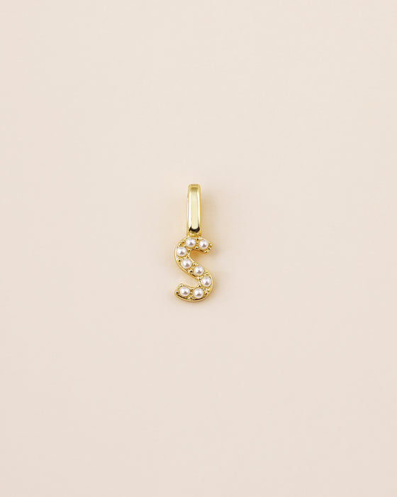 Harper Pearl Letter Charm-S