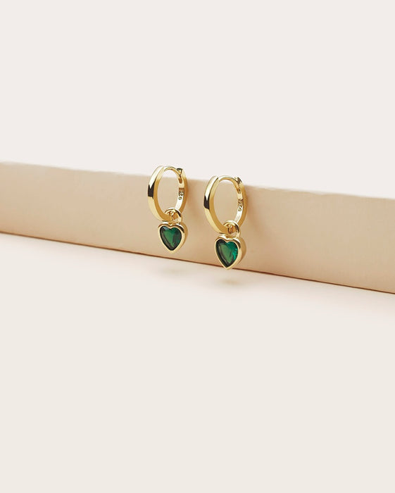 Emerald Stone Hoop Earrings