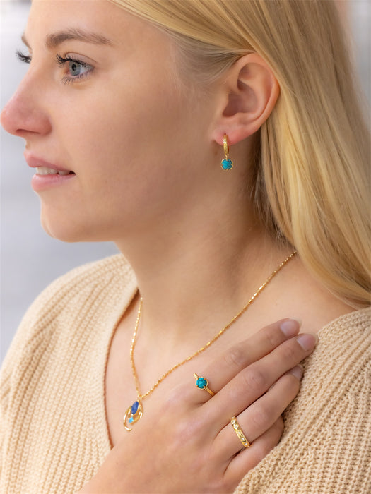 Rose Cut Round Turquoise Stone Ring